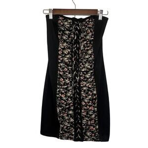 NWT Y2K Womens strapless lace-up dress | Retro 2000s LBD Floral | Size Medium